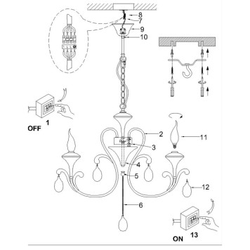 Люстра Arte Montmartre A3239LM-6WH-4