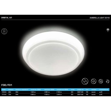 Светильник потолочный Ambrella Orbital Air F30 WH 48W D400-1