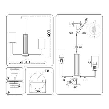 Светильник потолочный Ambrella High Light LH56215-5