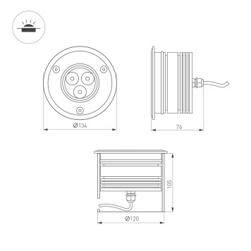 Светильник точечный Arlight ART-GROUND-COLOR-TURN-R115-9W RGB 024961-6