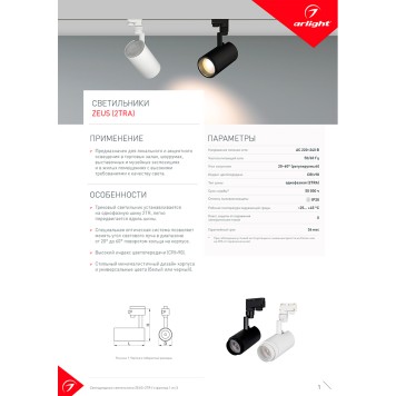 Трековый светильник Arlight LGD-ZEUS-2TR-R100-30W White6000 025951-5