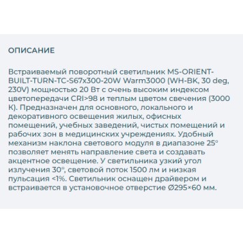 Светильник точечный Arlight MS-ORIENT-BUILT-TURN-TC-S67x300-20W Warm3000 031931-8