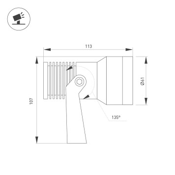 Уличный настенный светильник Arlight KT-RAY-COLOR-R61-12W RGB-Warm3000 032559-5