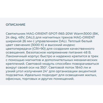 Трековый светильник Arlight MAG-ORIENT-SPOT-R65-20W Warm3000 033828-2