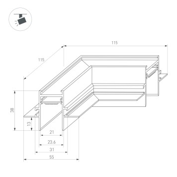 Соединитель L-образный Arlight MAG-CON-2538-FDW-L90 (BK) 034229-2