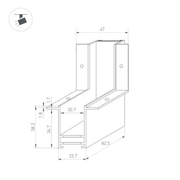 Соединитель внутренний L-образный Arlight MAG-CON-2538-F-L90-INT (BK) 034230-2