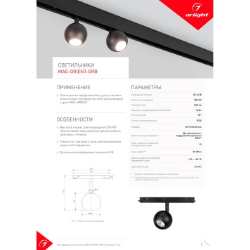 Трековый светильник Arlight MAG-ORIENT-ORB-R60-10W Warm3000 036808-6
