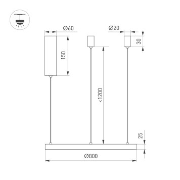 Люстра Arlight SP-CONGO-MULT-1-R800-42W Warm3000 046246-2