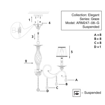 Люстра Maytoni Grace ARM247-08-G-13