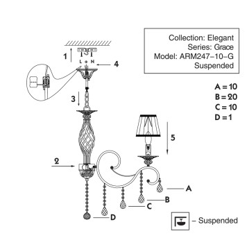 Люстра Maytoni Grace ARM247-10-G-13