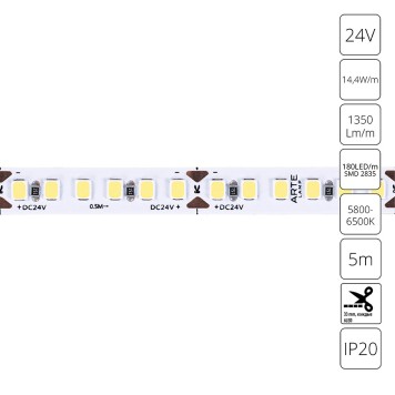 Светодиодная лента Arte Tape 24V A2418008-03-6K-2