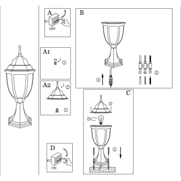 Уличный фонарь Arte Pegasus A3151FN-1BN-8