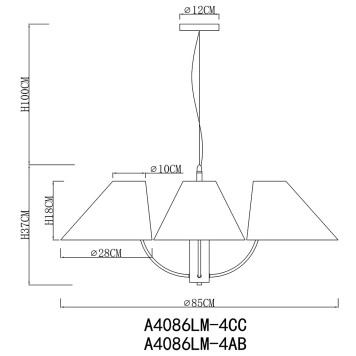 Люстра Arte Rondo A4086LM-4CC-4