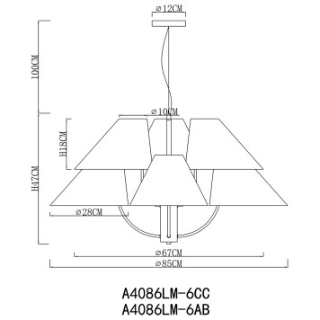 Люстра Arte Rondo A4086LM-6CC-4