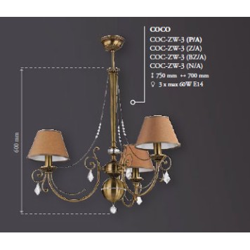 Люстра Kutek Coco COC-ZW-3(P/A)-2