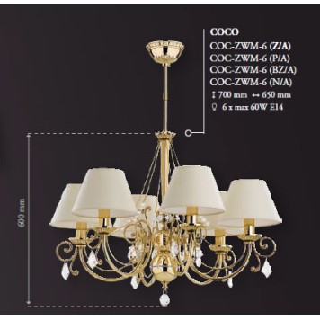 Люстра Kutek Coco COC-ZWM-6(Z/A)-2