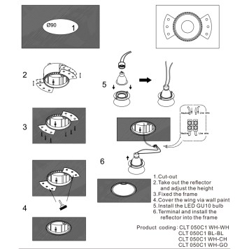 Светильник точечный Crystal Lux CLT 050C1 WH-GO-3