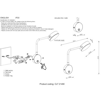Бра Crystal Lux CLT 214W BS-4
