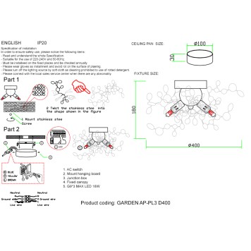 Бра Crystal Lux Garden AP-PL3 D400 CHROME-3