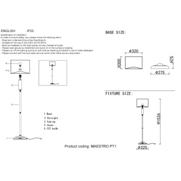 Торшер Crystal Lux MAESTRO PT1 CHROME-2