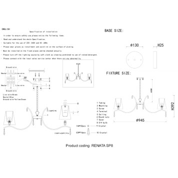 Люстра Crystal Lux RENATA SP8 GOLD-4