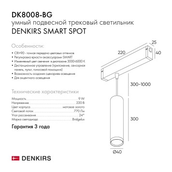 Трековый светильник Denkirs Smart spot DK8008-BG-4
