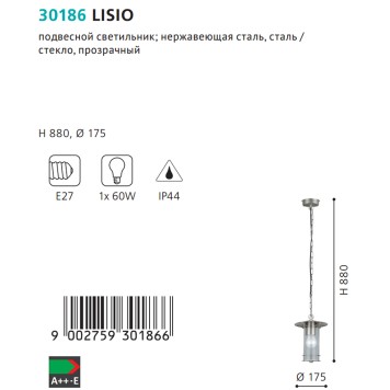 Уличный потолочный светильник Eglo Lisio 30186-2