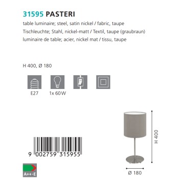 Лампа настольная Eglo Pasteri 31595-2