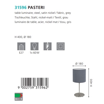 Лампа настольная Eglo Pasteri 31596-2