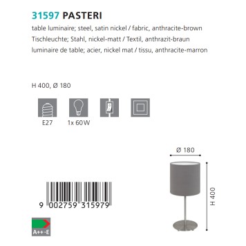 Лампа настольная Eglo Pasteri 31597-2