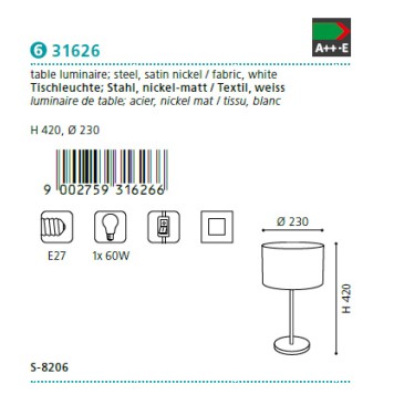 Лампа настольная Eglo Maserlo 31626-1