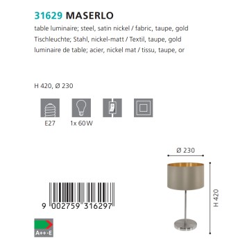 Лампа настольная Eglo Maserlo 31629-2