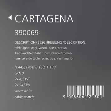 Лампа настольная Eglo Cartagena 390069-2