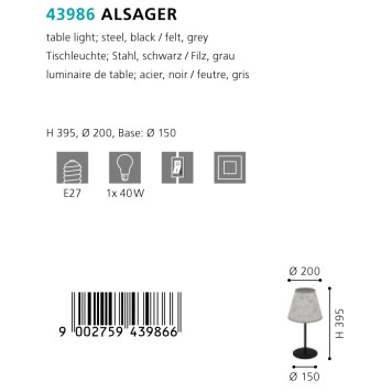 Лампа настольная Eglo Alsager 43986-4