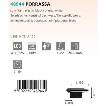 Уличный настенный светильник Eglo Porrassa 48944-2