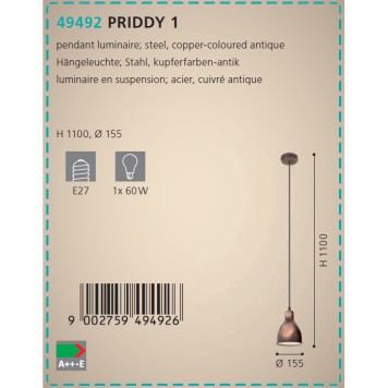 Люстра Eglo Priddy 1 49492-2