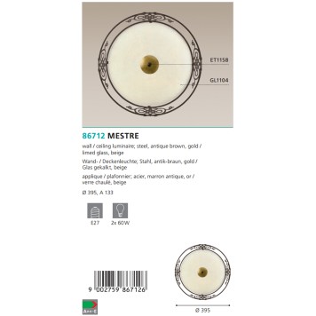 Светильник настенно-потолочный Eglo Mestre 86712-3