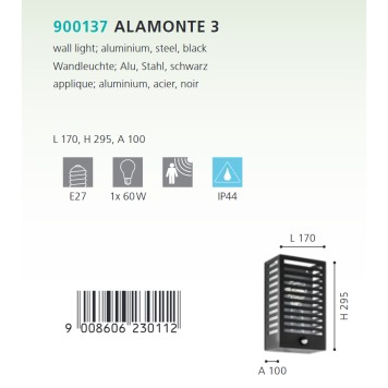 Уличный настенный светильник Eglo Alamonte 3 900137-1