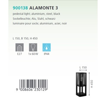 Уличный фонарь Eglo Alamonte 3 900138-1