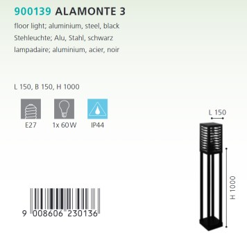 Уличный фонарь Eglo Alamonte 3 900139-1