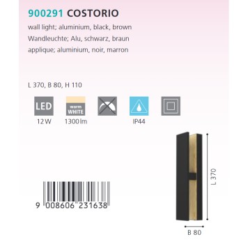 Уличный настенный светильник Eglo Costorio 900291-1