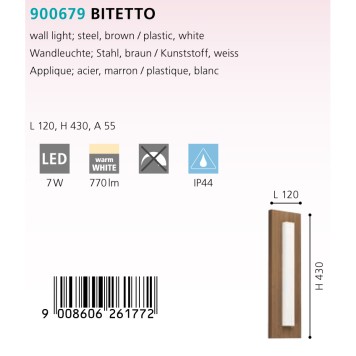 Уличный настенный светильник Eglo Bitetto 900679-2