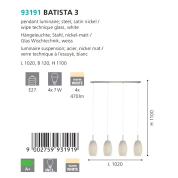 Люстра Eglo Batista 3 93191-1