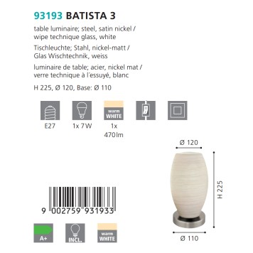 Лампа настольная Eglo Batista 3 93193-1