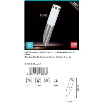 Уличный настенный светильник Eglo Helsinki-Led 93328-1