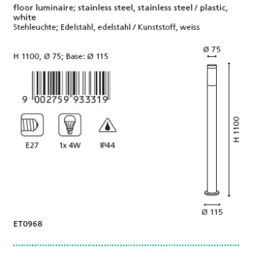 Уличный фонарь Eglo Helsinki-Led 93331-2