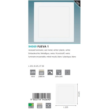 Светильник точечный Eglo Fueva 1 94069-2