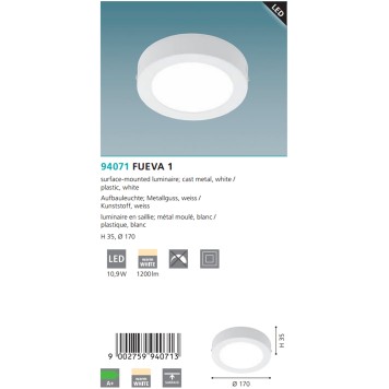 Светильник потолочный Eglo Fueva 1 94071-2