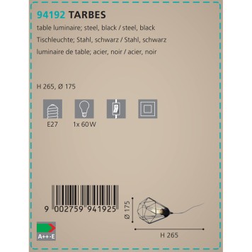 Лампа настольная Eglo Tarbes 94192-2