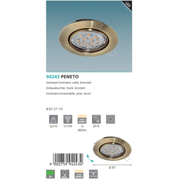 Светильник точечный Eglo Peneto 94243-2